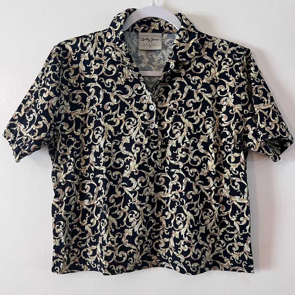 Vintage Women's Bobby Jones 100% Cotton Collared T-Shirt Size M